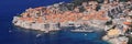 Aerial panoramic detail view of Dubrovnik Old Town on coast of Adriatic Sea