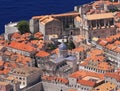 Aerial panoramic detail view of Dubrovnik Old Town on coast of Adriatic Sea