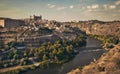 Aerial panoramic drone point of view historical city of Toledo
