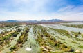 Aerial panoramic 4000 islands Mekong River in Laos, Li Phi waterfalls, famous travel destination backpacker in South East Asia Royalty Free Stock Photo