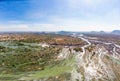 Aerial panoramic 4000 islands Mekong River in Laos, Li Phi waterfalls, famous travel destination backpacker in South East Asia Royalty Free Stock Photo