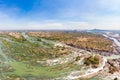 Aerial panoramic 4000 islands Mekong River in Laos, Li Phi waterfalls, famous travel destination backpacker in South East Asia Royalty Free Stock Photo