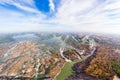 Aerial panoramic 4000 islands Mekong River in Laos, Li Phi waterfalls, famous travel destination backpacker in South East Asia Royalty Free Stock Photo