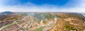 Aerial panoramic 4000 islands Mekong River in Laos, Li Phi waterfalls, famous travel destination backpacker in South East Asia Royalty Free Stock Photo