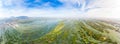 Aerial panoramic 4000 islands Mekong River in Laos, Li Phi waterfalls, famous travel destination backpacker in South East Asia. Royalty Free Stock Photo