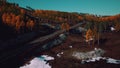Aerial panoramic landscape view of a scenic road in Canadian Mountains Royalty Free Stock Photo