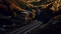 aerial panoramic landscape view of a scenic road in Canadian Mountains Royalty Free Stock Photo