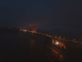 Aerial panoramic night view of the Golden Gate Bridge Royalty Free Stock Photo