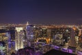 Aerial panoramic night view over New York city Buildings and Skyscrapers Royalty Free Stock Photo