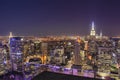 Aerial panoramic night view over New York city Buildings and Skyscrapers