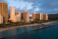 Aerial panoramic photo of Waikiki Hawaii Royalty Free Stock Photo