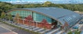 Aerial panoramic shot of the Corby International Swimming pool