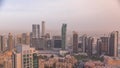 Aerial panoramic skyline of a big futuristic city timelapse. Business bay and Downtown Royalty Free Stock Photo