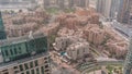 Aerial panoramic skyline of a big futuristic city timelapse. Business bay and Downtown Royalty Free Stock Photo