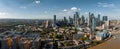 Aerial panoramic skyline view of Canary Wharf, the worlds leading financial district in London, UK. Royalty Free Stock Photo