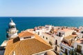 Aerial Panoramic Skyline View Of Peniscola City Beach Resort At Mediterranean Sea In Spain Royalty Free Stock Photo