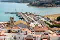 Aerial Panoramic Skyline View Of Peniscola City Beach Resort At Mediterranean Sea In Spain Royalty Free Stock Photo