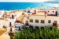 Aerial Panoramic Skyline View Of Peniscola City Beach Resort At Mediterranean Sea In Spain Royalty Free Stock Photo