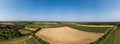 Aerial panoramic of the Suffolk countryside showing a wide range of different agricultural fields with a range of different crops Royalty Free Stock Photo