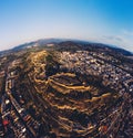 Aerial panoramic vertical view of Saguntum