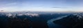 Aerial Panoramic View from Airplane of Canadian Mountain Landscape Royalty Free Stock Photo