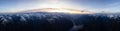 Aerial Panoramic View from Airplane of Canadian Mountain Landscape Royalty Free Stock Photo