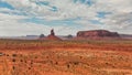 Aerial panoramic view of amazing Monument Valley in summser season, drone viewpoint Royalty Free Stock Photo