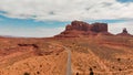 Aerial panoramic view of amazing Monument Valley in summser season, drone viewpoint Royalty Free Stock Photo