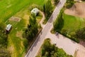 Aerial panoramic view of asphalt road Finland