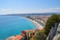 Aerial panoramic view of sea, coast and city, Nice, South of France Royalty Free Stock Photo