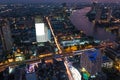 Aerial panoramic view of Bangkok city at night Royalty Free Stock Photo