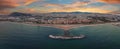 Aerial panoramic view of Barcelona from above. Royalty Free Stock Photo