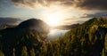 Aerial Panoramic View of Beautiful Glacier Lake in the Canadian Mountain Landscape Royalty Free Stock Photo