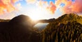 Aerial Panoramic View of Beautiful Glacier Lake in the Canadian Mountain Landscape Royalty Free Stock Photo