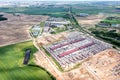 Aerial panoramic view of biggest open air farmers market Royalty Free Stock Photo