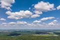aerial panoramic view on blue sky dome background with white striped clouds in heaven and infinity may use for sky replacement Royalty Free Stock Photo