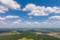 aerial panoramic view on blue sky dome background with white striped clouds in heaven and infinity may use for sky replacement Royalty Free Stock Photo