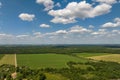 aerial panoramic view on blue sky dome background with white striped clouds in heaven and infinity may use for sky replacement Royalty Free Stock Photo