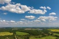 aerial panoramic view on blue sky dome background with white striped clouds in heaven and infinity may use for sky replacement Royalty Free Stock Photo