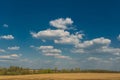 aerial panoramic view on blue sky dome background with white striped clouds in heaven and infinity may use for sky replacement Royalty Free Stock Photo
