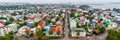 Aerial panoramic view of brightly colored houses in Reykjavik Iceland Royalty Free Stock Photo