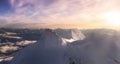 Aerial Panoramic View of Canadian Mountain covered in snow Royalty Free Stock Photo