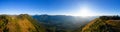 Aerial Panoramic View of Canadian Mountain Landscape. Sunny Summer Sunset. Royalty Free Stock Photo