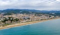 Aerial panoramic view of Canet de Mar city at dawn.  Barcelona, Spain Royalty Free Stock Photo