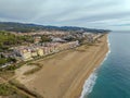 Aerial panoramic view of Canet de Mar city at dawn.  Barcelona, Spain Royalty Free Stock Photo