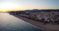 Aerial panoramic view of Canet de Mar in el Maresme coast, Catalonia, Spain Royalty Free Stock Photo