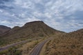 Panorama view canyon with cactus a mountain desert landscape near a scenic highway in the Arizona United States Royalty Free Stock Photo