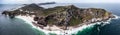 Aerial panoramic view of `Cape of Good Hope` The most south-western point of the African continent and the  Cape Point area Royalty Free Stock Photo