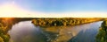 An aerial panoramic view of the Catawba river.