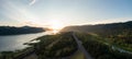 Aerial Panoramic View of Columbia River Royalty Free Stock Photo